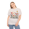 Wildflowers and Pink Roses, Graphic T-Shirts for Women, Floral Shirt, Womens Short Sleeve, Ladies Graphic Tees #5023TTS