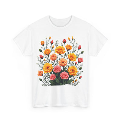 Wildflowers and Pink & Yellow Roses, Graphic T-Shirts for Women, Floral Shirt, Womens Short Sleeve, Ladies Graphic Tees #5140TTS