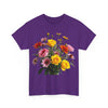 Wildflowers and Pink & Yellow Roses, Graphic T-Shirts for Women, Floral Shirt, Womens Short Sleeve, Ladies Graphic Tees #5138TTS