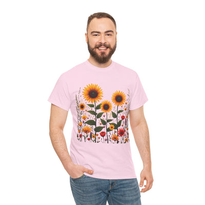 Sunflowers & Wildflowers, Graphic T-Shirts for Women, Floral Shirt, Womens Short Sleeve, Ladies Graphic Tees #5154TTS