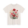 Wildflowers and Pink & Red Roses, Graphic T-Shirts for Women, Floral Shirt, Womens Short Sleeve, Ladies Graphic Tees #5134TTS