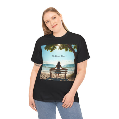 My Happy Place, Woman on Bench, Looking at Waves,Safe Place T-Shirt, Finding My Happy Place Top, Ocean Waves,#5003STS