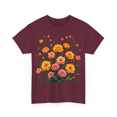 Wildflowers and Pink & Yellow Roses, Graphic T-Shirts for Women, Floral Shirt, Womens Short Sleeve, Ladies Graphic Tees #5140TTS