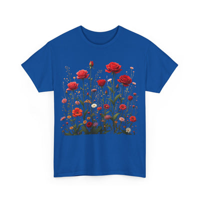 Wildflowers and Red Roses, Graphic T-Shirts for Women, Floral Shirt, Womens Short Sleeve, Ladies Graphic Tees #5035TTS