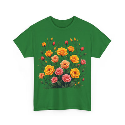 Wildflowers and Pink & Yellow Roses, Graphic T-Shirts for Women, Floral Shirt, Womens Short Sleeve, Ladies Graphic Tees #5140TTS