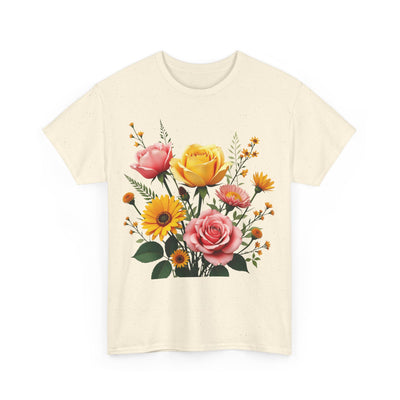 Wildflowers and Pink & Yellow Roses, Graphic T-Shirts for Women, Floral Shirt, Womens Short Sleeve, Ladies Graphic Tees #5146TTS