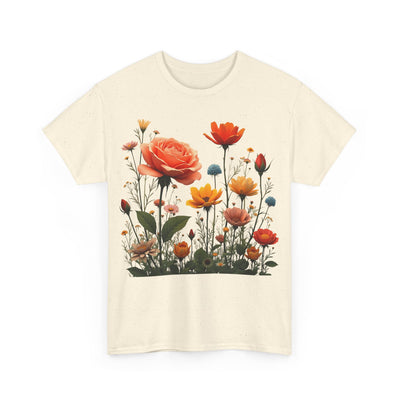 Wildflowers and Orange Roses, Graphic T-Shirts for Women, Floral Shirt, Womens Short Sleeve, Ladies Graphic Tees #5044TTS