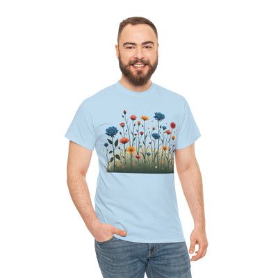 Wildflowers and Blue Roses, Graphic T-Shirts for Women, Floral Shirt, Womens Short Sleeve, Ladies Graphic Tees #5050TTS