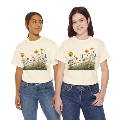 Wildflowers and Yellow Roses, Graphic T-Shirts for Women, Floral Shirt, Womens Short Sleeve, Ladies Graphic Tees #5028TTS
