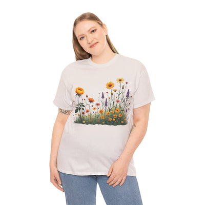 Wildflowers and Yellow Roses, Graphic T-Shirts for Women, Floral Shirt, Womens Short Sleeve, Ladies Graphic Tees #5028TTS