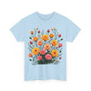 Wildflowers and Pink & Yellow Roses, Graphic T-Shirts for Women, Floral Shirt, Womens Short Sleeve, Ladies Graphic Tees #5140TTS
