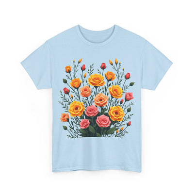Wildflowers and Pink & Yellow Roses, Graphic T-Shirts for Women, Floral Shirt, Womens Short Sleeve, Ladies Graphic Tees #5140TTS