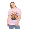 Wildflowers and Pink & Yellow Roses, Graphic T-Shirts for Women, Floral Shirt, Womens Short Sleeve, Ladies Graphic Tees #5142TTS