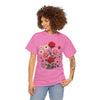 Wildflowers and Pink & Red Roses, Graphic T-Shirts for Women, Floral Shirt, Womens Short Sleeve, Ladies Graphic Tees #5134TTS