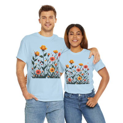 Wildflowers and Yellow Roses, Graphic T-Shirts for Women, Floral Shirt, Womens Short Sleeve, Ladies Graphic Tees #5026TTS
