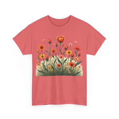 Wildflowers and Orange Roses, Graphic T-Shirts for Women, Floral Shirt, Womens Short Sleeve, Ladies Graphic Tees #5047TTS