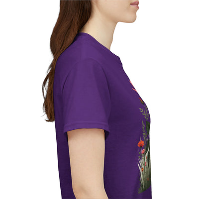 Wildflowers and Pink Roses, Graphic T-Shirts for Women, Floral Shirt, Womens Short Sleeve, Ladies Graphic Tees #5020TTS
