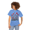 Wildflowers and Red Roses, Graphic T-Shirts for Women, Floral Shirt, Womens Short Sleeve, Ladies Graphic Tees #5035TTS