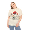 Wildflowers and a Red Rose, Graphic T-Shirts for Women, Floral Shirt, Womens Short Sleeve, Ladies Graphic Tees #5007TTS