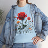 Wildflowers and a Red Rose, Graphic T-Shirts for Women, Floral Shirt, Womens Short Sleeve, Ladies Graphic Tees #5007TTS