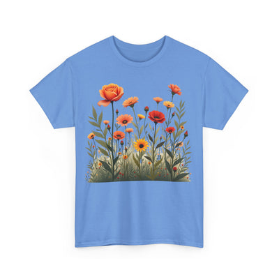 Wildflowers and Orange Roses, Graphic T-Shirts for Women, Floral Shirt, Womens Short Sleeve, Ladies Graphic Tees #5045TTS