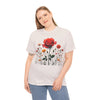 Wildflowers and a Red Rose, Graphic T-Shirts for Women, Floral Shirt, Womens Short Sleeve, Ladies Graphic Tees #5007TTS