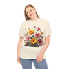 Wildflowers and Pink & Yellow Roses, Graphic T-Shirts for Women, Floral Shirt, Womens Short Sleeve, Ladies Graphic Tees #5147TTS
