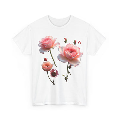Wildflowers and Pink Roses, Graphic T-Shirts for Women, Floral Shirt, Womens Short Sleeve, Ladies Graphic Tees #5019TTS