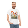 Wildflowers and Orange Roses, Graphic T-Shirts for Women, Floral Shirt, Womens Short Sleeve, Ladies Graphic Tees #5045TTS