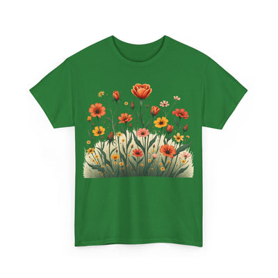 Wildflowers and Orange Roses, Graphic T-Shirts for Women, Floral Shirt, Womens Short Sleeve, Ladies Graphic Tees #5047TTS