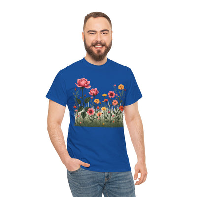 Wildflowers and Pink Roses, Graphic T-Shirts for Women, Floral Shirt, Womens Short Sleeve, Ladies Graphic Tees #5020TTS