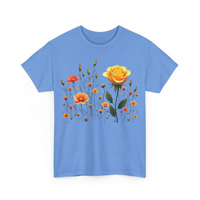 Wildflowers and a Yellow Rose, Graphic T-Shirts for Women, Floral Shirt, Womens Short Sleeve, Ladies Graphic Tees #5010TTS