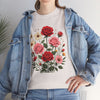 Wildflowers and Pink & Red Roses, Graphic T-Shirts for Women, Floral Shirt, Womens Short Sleeve, Ladies Graphic Tees #5134TTS