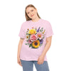 Wildflowers and Pink & Yellow Roses, Graphic T-Shirts for Women, Floral Shirt, Womens Short Sleeve, Ladies Graphic Tees #5145TTS