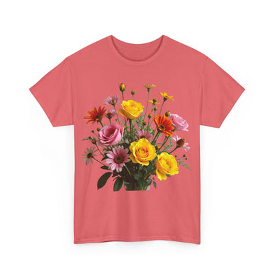Wildflowers and Pink & Yellow Roses, Graphic T-Shirts for Women, Floral Shirt, Womens Short Sleeve, Ladies Graphic Tees #5138TTS