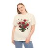 Wildflowers and Red Roses, Graphic T-Shirts for Women, Floral Shirt, Womens Short Sleeve, Ladies Graphic Tees #5131TTS