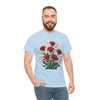 Wildflowers and Red Roses, Graphic T-Shirts for Women, Floral Shirt, Womens Short Sleeve, Ladies Graphic Tees #5128TTS