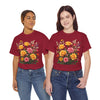 Wildflowers and Pink & Yellow Roses, Graphic T-Shirts for Women, Floral Shirt, Womens Short Sleeve, Ladies Graphic Tees #5142TTS