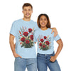 Wildflowers and Red Roses, Graphic T-Shirts for Women, Floral Shirt, Womens Short Sleeve, Ladies Graphic Tees #5129TTS
