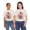 Wildflowers and Pink & Red Roses, Graphic T-Shirts for Women, Floral Shirt, Womens Short Sleeve, Ladies Graphic Tees #5134TTS