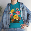 Wildflowers and Pink & Yellow Roses, Graphic T-Shirts for Women, Floral Shirt, Womens Short Sleeve, Ladies Graphic Tees #5148TTS