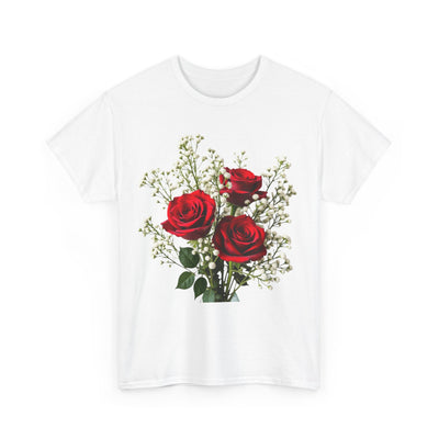 Wildflowers and Red Roses, Graphic T-Shirts for Women, Floral Shirt, Womens Short Sleeve, Ladies Graphic Tees #5127TTS