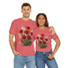 Wildflowers and Red Roses, Graphic T-Shirts for Women, Floral Shirt, Womens Short Sleeve, Ladies Graphic Tees #5128TTS