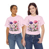 Wildflowers and Pink/Violet Roses, Graphic T-Shirts for Women, Floral Shirt, Womens Short Sleeve, Ladies Graphic Tees #5101TTS