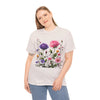 Wildflowers and Pink/Violet Roses, Graphic T-Shirts for Women, Floral Shirt, Womens Short Sleeve, Ladies Graphic Tees #5101TTS