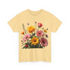 Wildflowers and Pink & Yellow Roses, Graphic T-Shirts for Women, Floral Shirt, Womens Short Sleeve, Ladies Graphic Tees #5147TTS