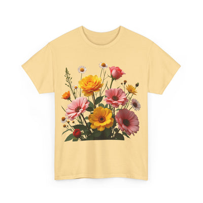Wildflowers and Pink & Yellow Roses, Graphic T-Shirts for Women, Floral Shirt, Womens Short Sleeve, Ladies Graphic Tees #5147TTS