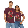Wildflowers and Pink & Red Roses, Graphic T-Shirts for Women, Floral Shirt, Womens Short Sleeve, Ladies Graphic Tees #5134TTS