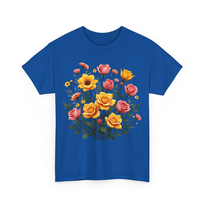 Wildflowers and Pink & Yellow Roses, Graphic T-Shirts for Women, Floral Shirt, Womens Short Sleeve, Ladies Graphic Tees #5139TTS