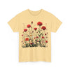Wildflowers and Red Roses, Graphic T-Shirts for Women, Floral Shirt, Womens Short Sleeve, Ladies Graphic Tees #5035TTS